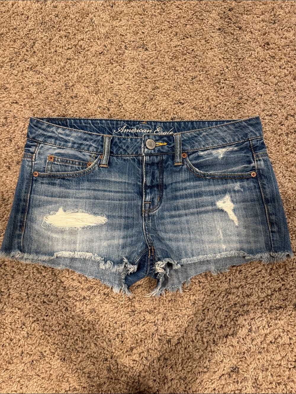 EUC American Eagle Outfitters Frayed Distressed Denim Shorts - Blue